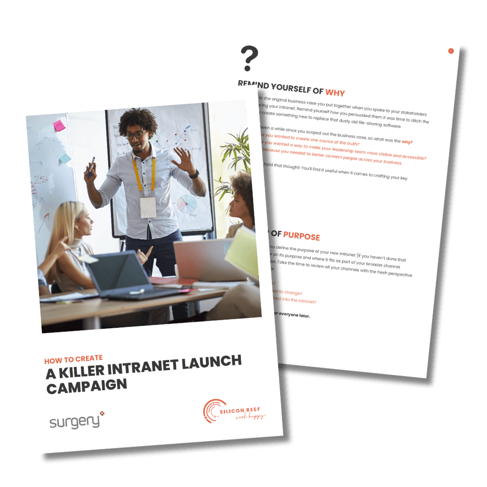 A preview of some of the pages from the How to Create a Killer Intranet Launch Campaign guide